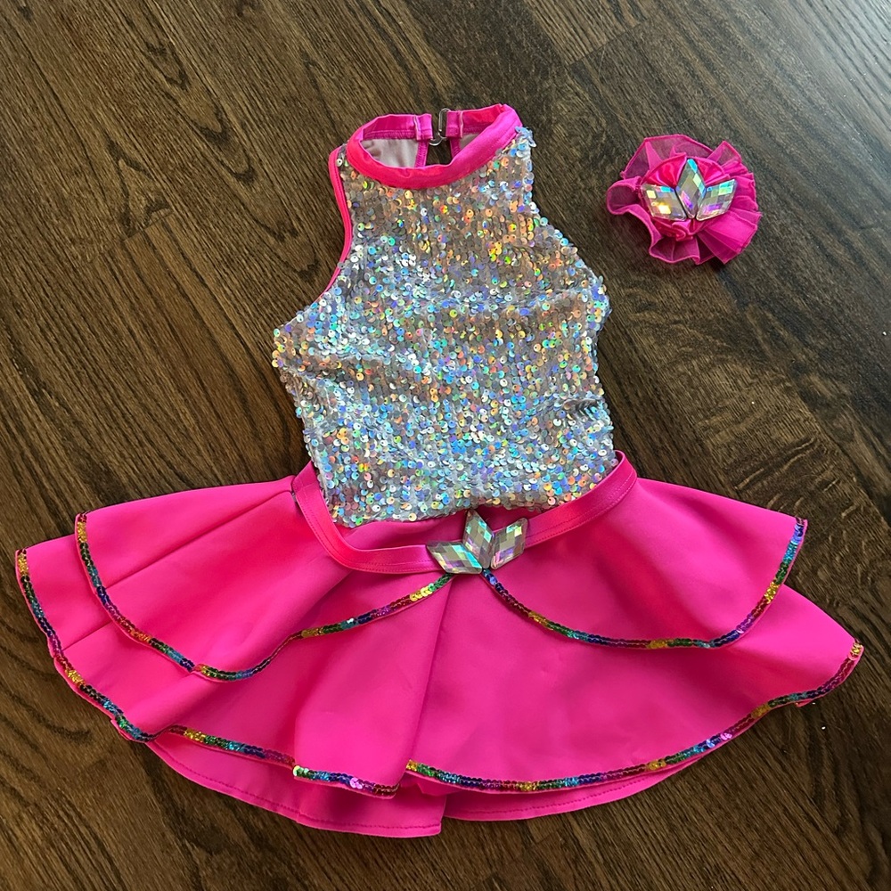 Sparkling Pink Kids Dance Cheer Costume